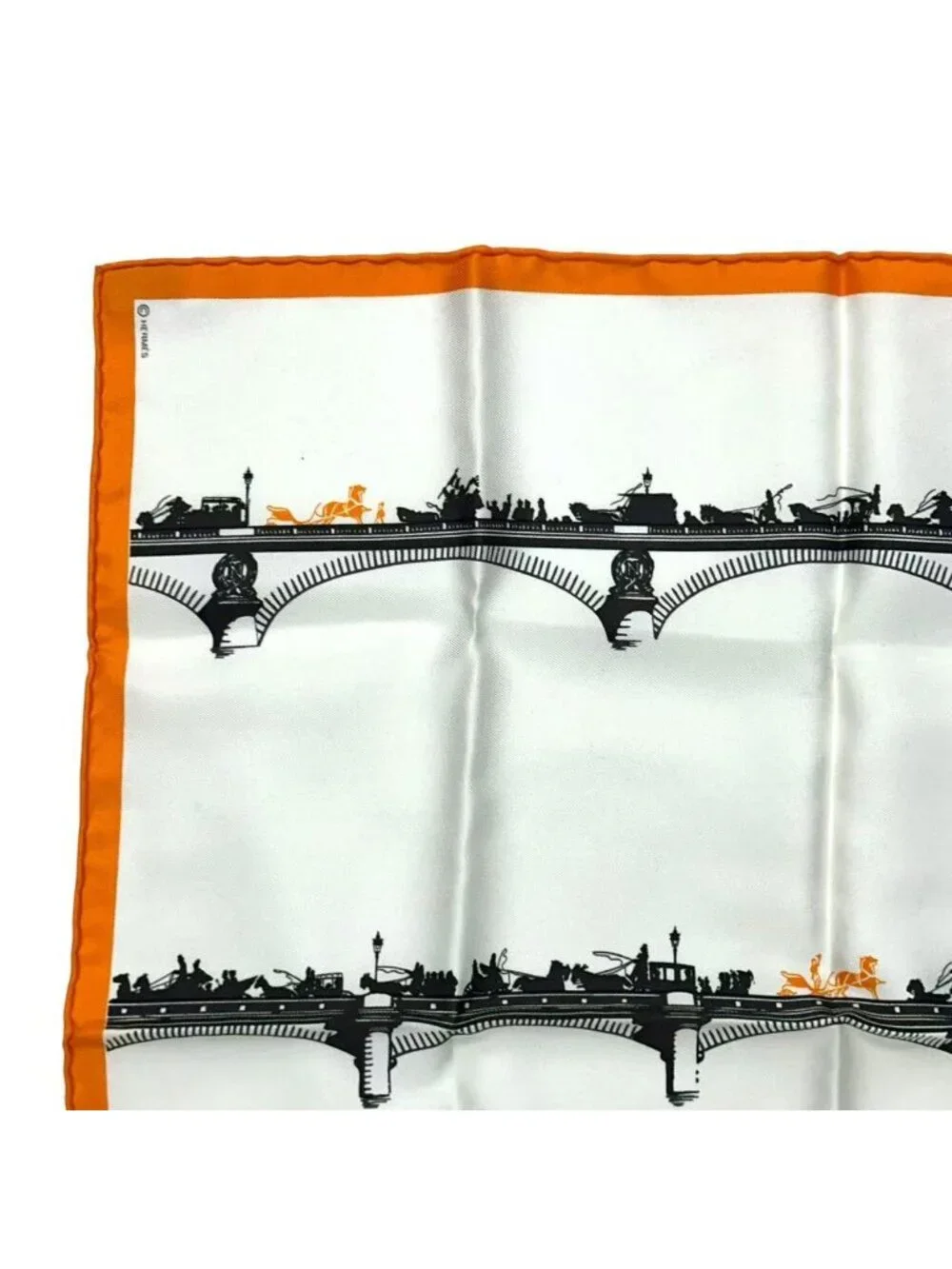 Hermes Scarf Silk Gavroche Paris Air Orange